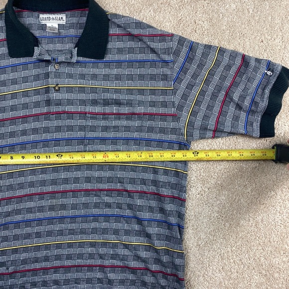 Vintage 90s Grand Slam Polo‎ Shirt XL Gray Striped Golf Casual Men's Penguin - Picture 6 of 8